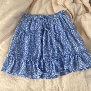 blue and white flower skirt